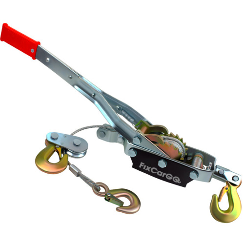 Лебёдка ручная рычажная 4 т. со стальным тросом 6 мм, 3,6 м, 3 крюка